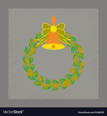 Flat shading style icon Christmas wreath vector image