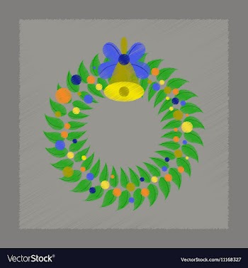Flat shading style icon Christmas wreath vector image
