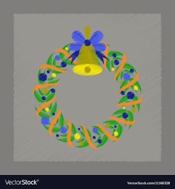Flat shading style icon Christmas wreath vector image