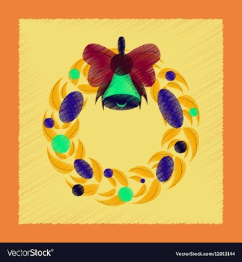 Flat shading style icon Christmas wreath vector image