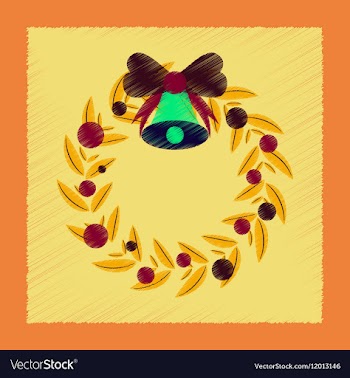 Flat shading style icon Christmas wreath vector image