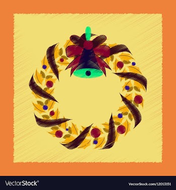 Flat shading style icon Christmas wreath vector image