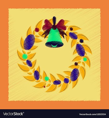 Flat shading style icon Christmas wreath vector image