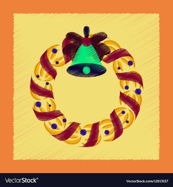 Flat shading style icon Christmas wreath vector image