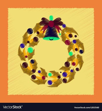 Flat shading style icon Christmas wreath vector image