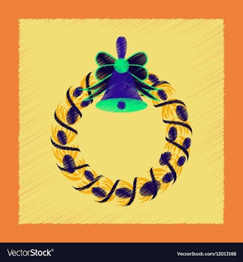 Flat shading style icon Christmas wreath vector image