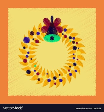 Flat shading style icon Christmas wreath vector image