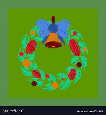 Flat shading style icon christmas wreath vector image