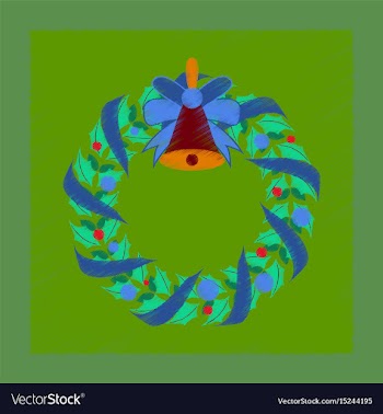 Flat shading style icon christmas wreath vector image