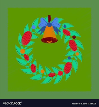 Flat shading style icon christmas wreath vector image