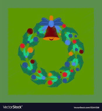 Flat shading style icon christmas wreath vector image