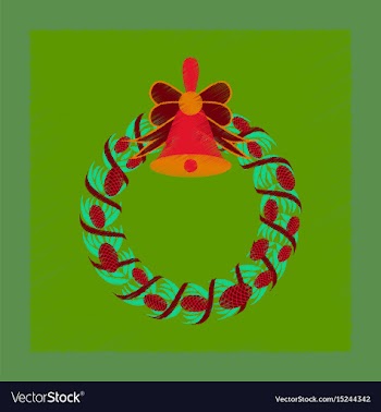 Flat shading style icon christmas wreath vector image