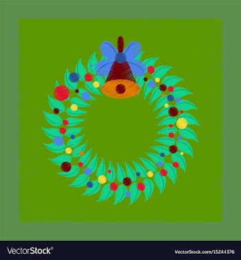 Flat shading style icon christmas wreath vector image