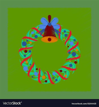 Flat shading style icon christmas wreath vector image