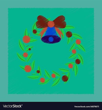 Flat shading style icon christmas wreath vector image