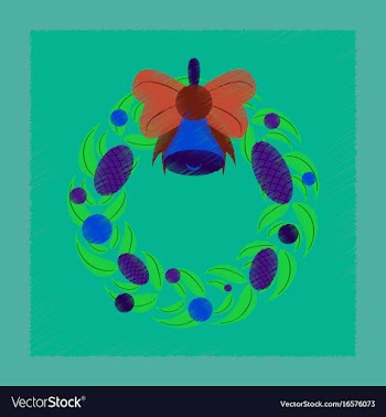 Flat shading style icon christmas wreath vector image