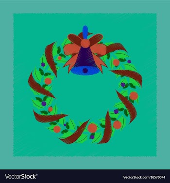 Flat shading style icon christmas wreath vector image