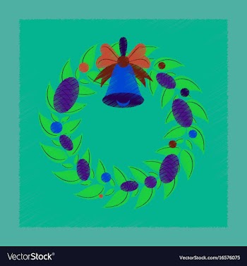 Flat shading style icon christmas wreath vector image