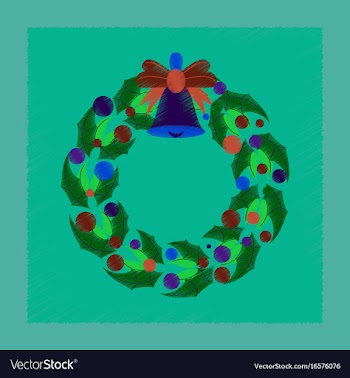 Flat shading style icon christmas wreath vector image
