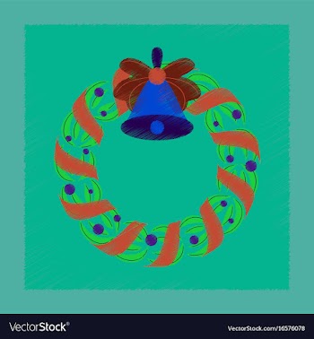 Flat shading style icon christmas wreath vector image