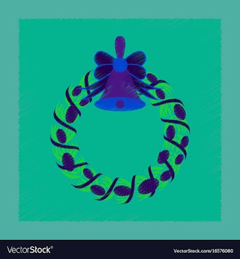 Flat shading style icon christmas wreath vector image