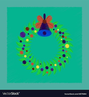 Flat shading style icon christmas wreath vector image