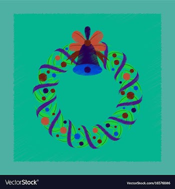Flat shading style icon christmas wreath vector image