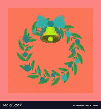 Flat shading style icon christmas wreath vector image