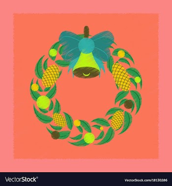 Flat shading style icon christmas wreath vector image