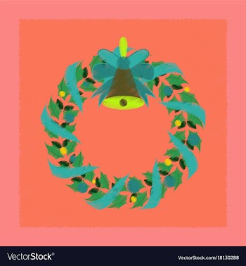 Flat shading style icon christmas wreath vector image