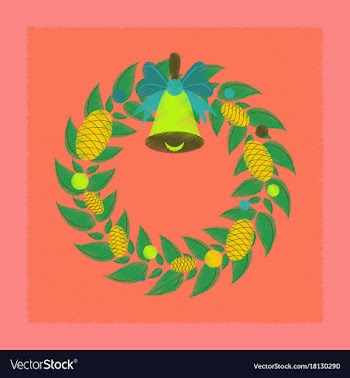 Flat shading style icon christmas wreath vector image