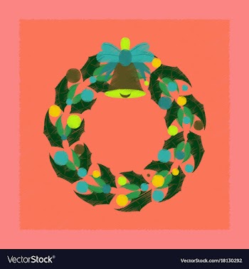 Flat shading style icon christmas wreath vector image