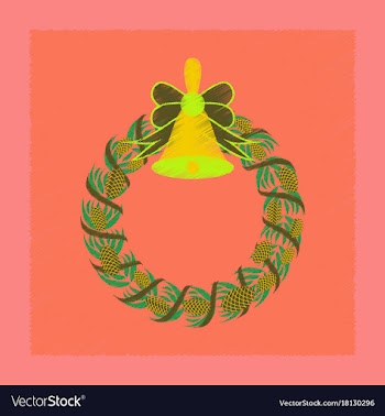 Flat shading style icon christmas wreath vector image