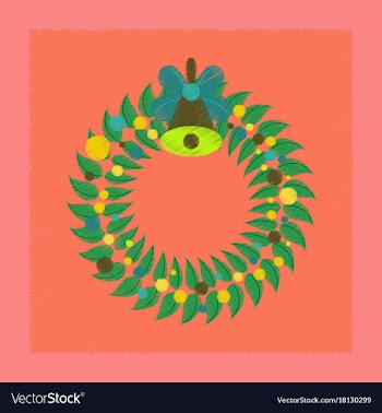 Flat shading style icon christmas wreath vector image