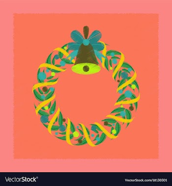 Flat shading style icon christmas wreath vector image