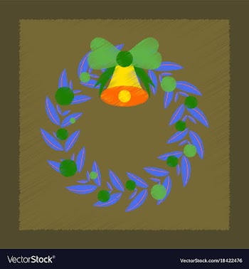 Flat shading style icon christmas wreath vector image