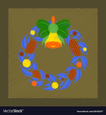 Flat shading style icon christmas wreath vector image