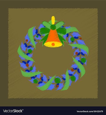 Flat shading style icon christmas wreath vector image