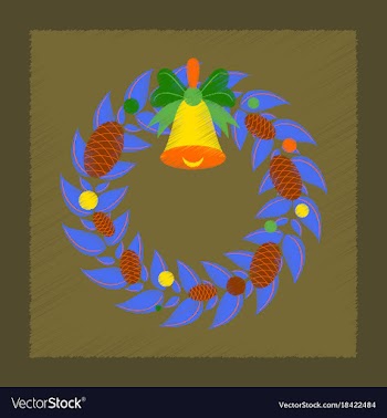 Flat shading style icon christmas wreath vector image
