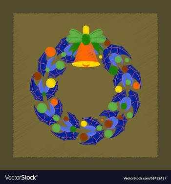 Flat shading style icon christmas wreath vector image