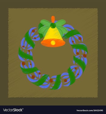 Flat shading style icon christmas wreath vector image