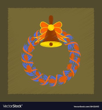 Flat shading style icon christmas wreath vector image