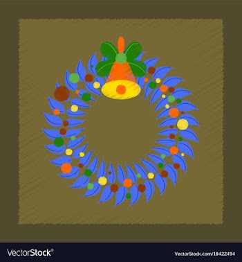 Flat shading style icon christmas wreath vector image