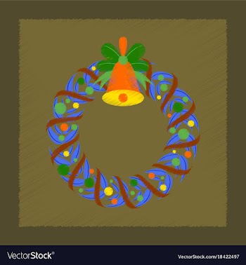 Flat shading style icon christmas wreath vector image