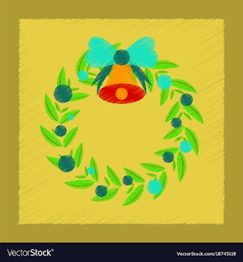 Flat shading style icon christmas wreath vector image