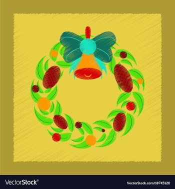 Flat shading style icon christmas wreath vector image