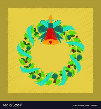 Flat shading style icon christmas wreath vector image