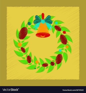 Flat shading style icon christmas wreath vector image