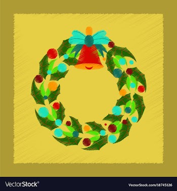 Flat shading style icon christmas wreath vector image