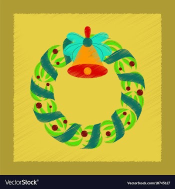 Flat shading style icon christmas wreath vector image